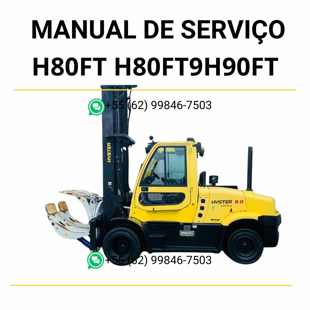 Manual de serviço Hyster H8.0FT, H8.0FT9 e H9.0FT (B299-2) em PDF — guia completo com instruções detalhadas e ilustrações técnicas da empilhadeira.