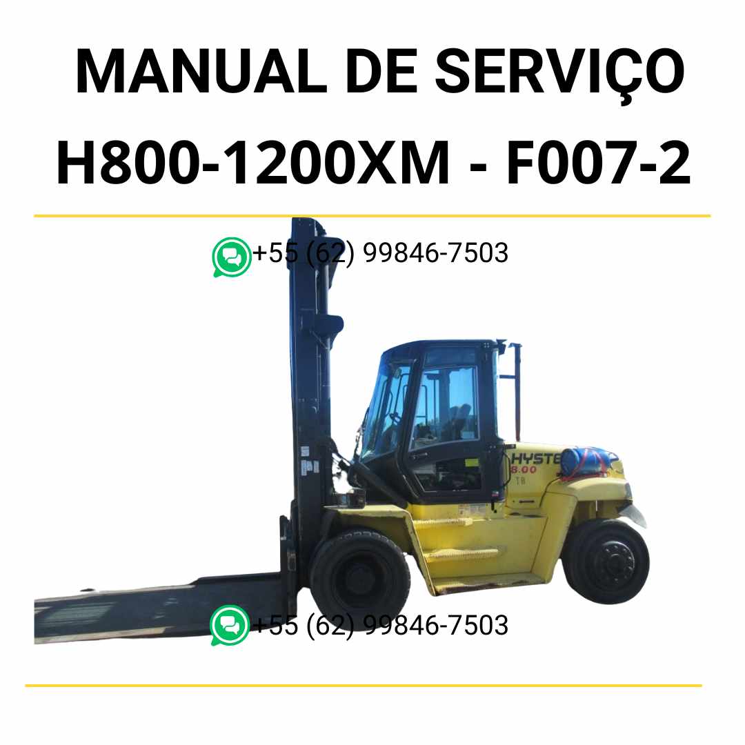 Manual de serviço Hyster H8.00-12.00XM (F007-2) em PDF com instruções detalhadas de manutenção, diagramas hidráulicos e ilustrações técnicas completas.