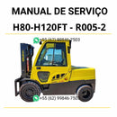 Manual de serviço Hyster H80-H120FT (R005-2) em PDF com instruções detalhadas e ilustrações técnicas para manutenção completa da empilhadeira.