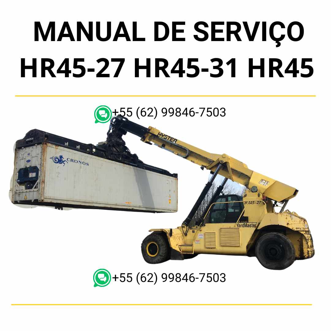 Manual de serviço Hyster HR45-27, HR45-31 e HR45-36 (B222) em PDF — guia técnico completo com ilustrações e procedimentos detalhados de manutenção da empilhadeira.