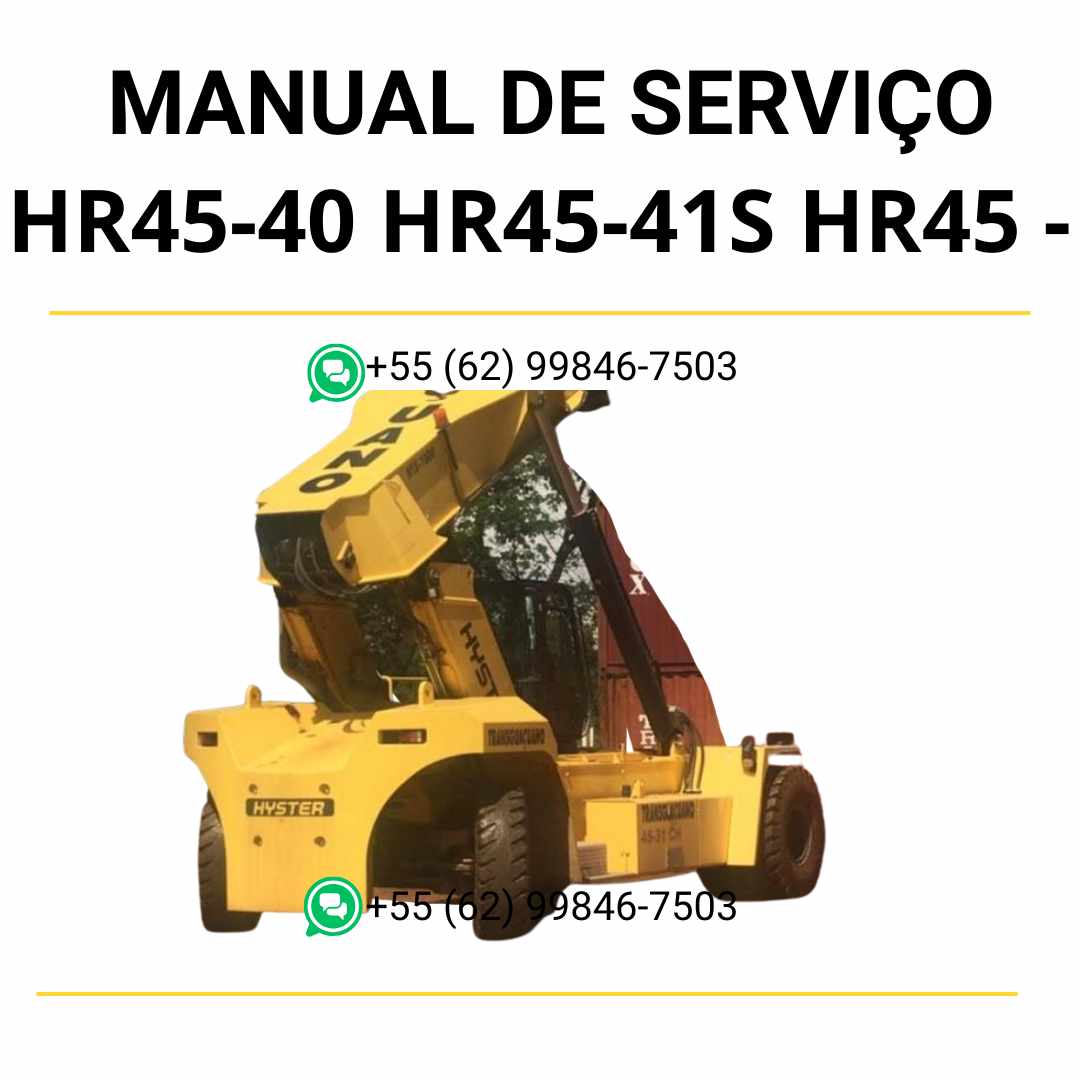 Manual de serviço Hyster HR45-40, HR45-41S e HR45 (B222) em PDF — guia técnico detalhado com ilustrações e instruções completas de manutenção da empilhadeira.