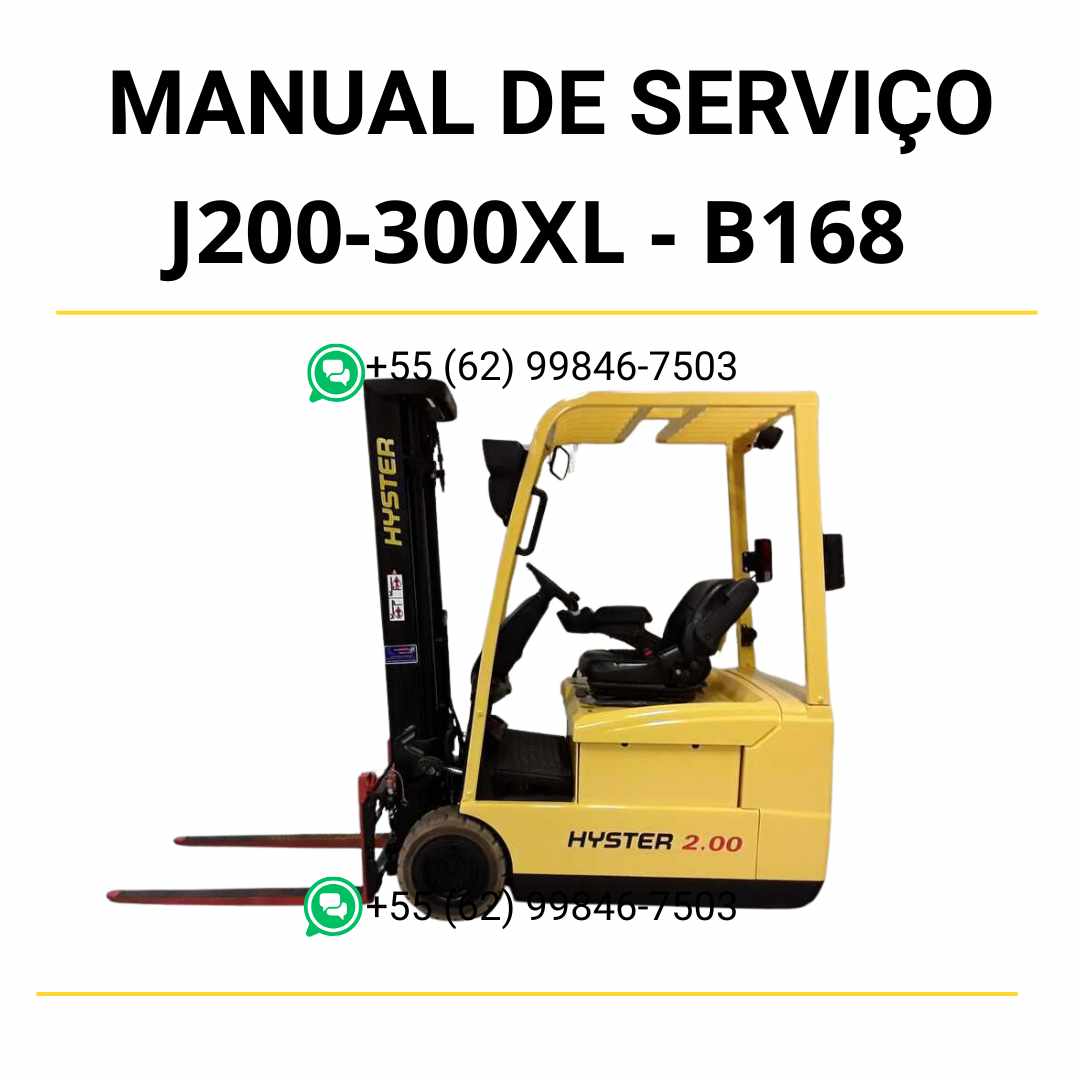 Manual de serviço Hyster J2.00-3.00XL em PDF — guia técnico completo com instruções de manutenção, ajustes e reparos da empilhadeira industrial.