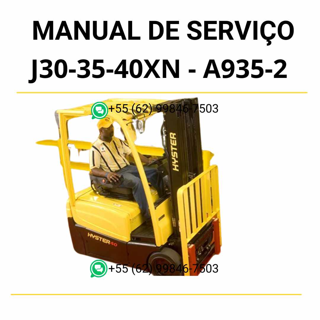 Manual de serviço Hyster J30-35-40XN (A935-2) para empilhadeiras elétricas, em PDF, com diagramas técnicos, instruções detalhadas de manutenção e procedimentos de reparo profissional.