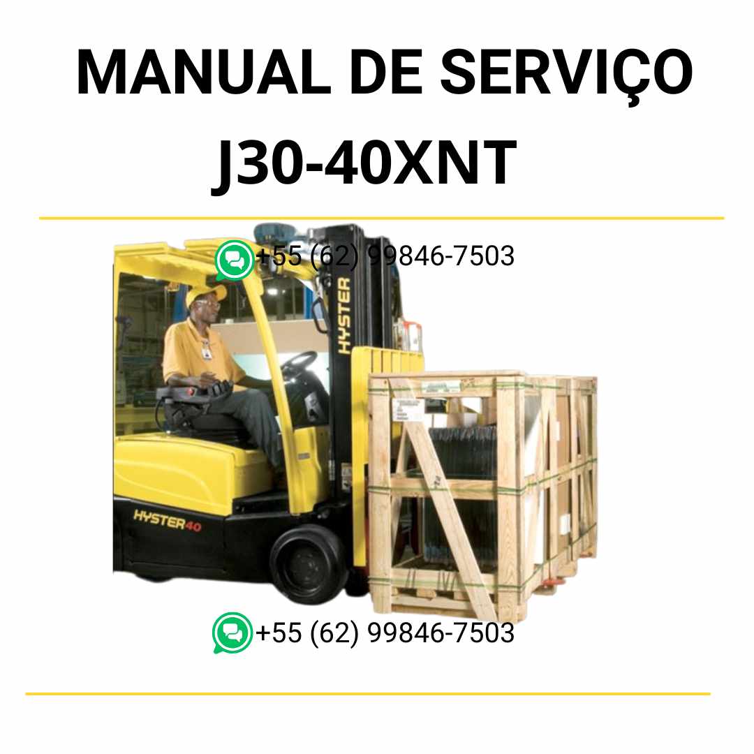 Manual de serviço Hyster J30-40XNT em PDF com esquemas técnicos e instruções completas para diagnóstico e manutenção da empilhadeira.