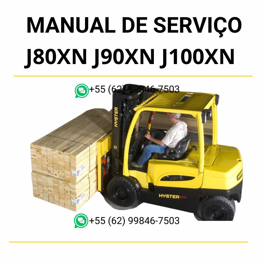 Manual de serviço Hyster J80XN, J90XN e J100XN em PDF — guia detalhado de manutenção e diagnóstico técnico das empilhadeiras elétricas.