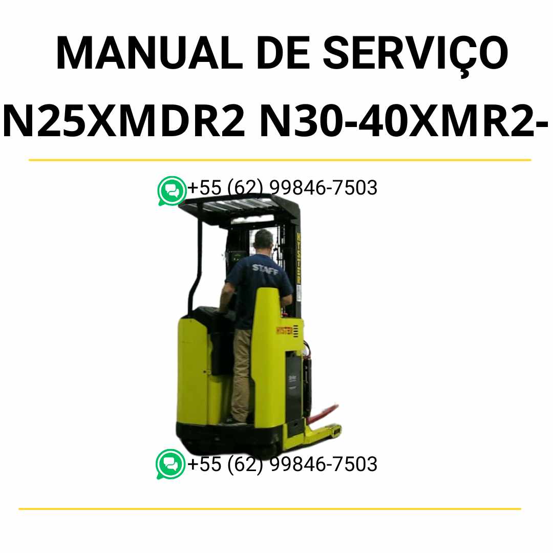 Manual de serviço Hyster N25XMDR2 e N30-40XMR2 em PDF com diagramas técnicos detalhados e orientações completas para manutenção de empilhadeiras.