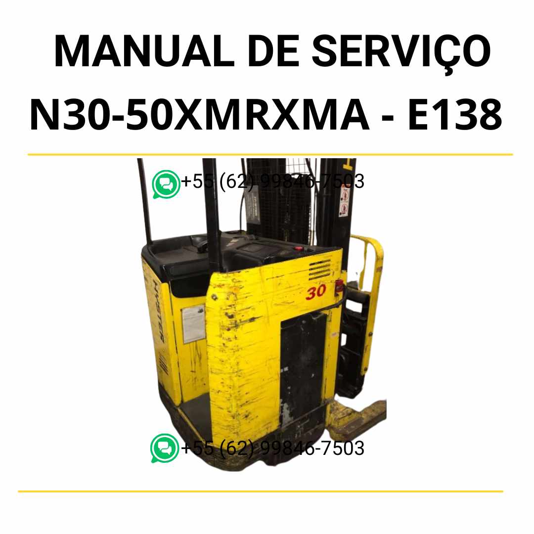 Manual de serviço Hyster N30-50XMR/XMA em PDF com ilustrações técnicas e instruções completas para manutenção de empilhadeiras.