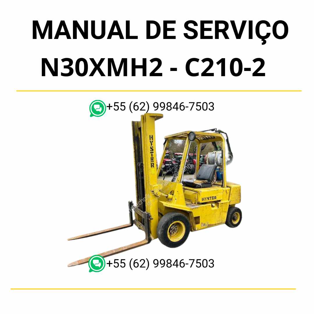 Manual de serviço Hyster N30XMH2 em PDF com ilustrações detalhadas, diagramas técnicos e instruções completas de manutenção.