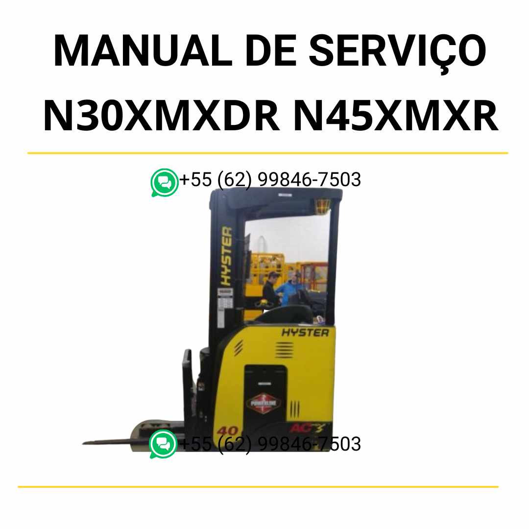 Manual de serviço Hyster N30XMXDR e N45XMXR em PDF, com instruções detalhadas e guia completo de manutenção da empilhadeira.