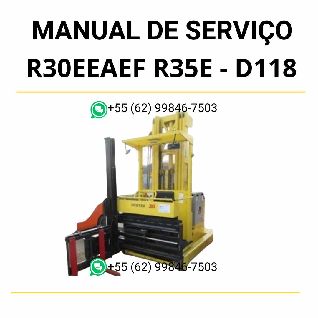 Manual de serviço Hyster R30E, EA, EF e R35E em PDF com instruções detalhadas, esquemas técnicos e guia completo de manutenção.