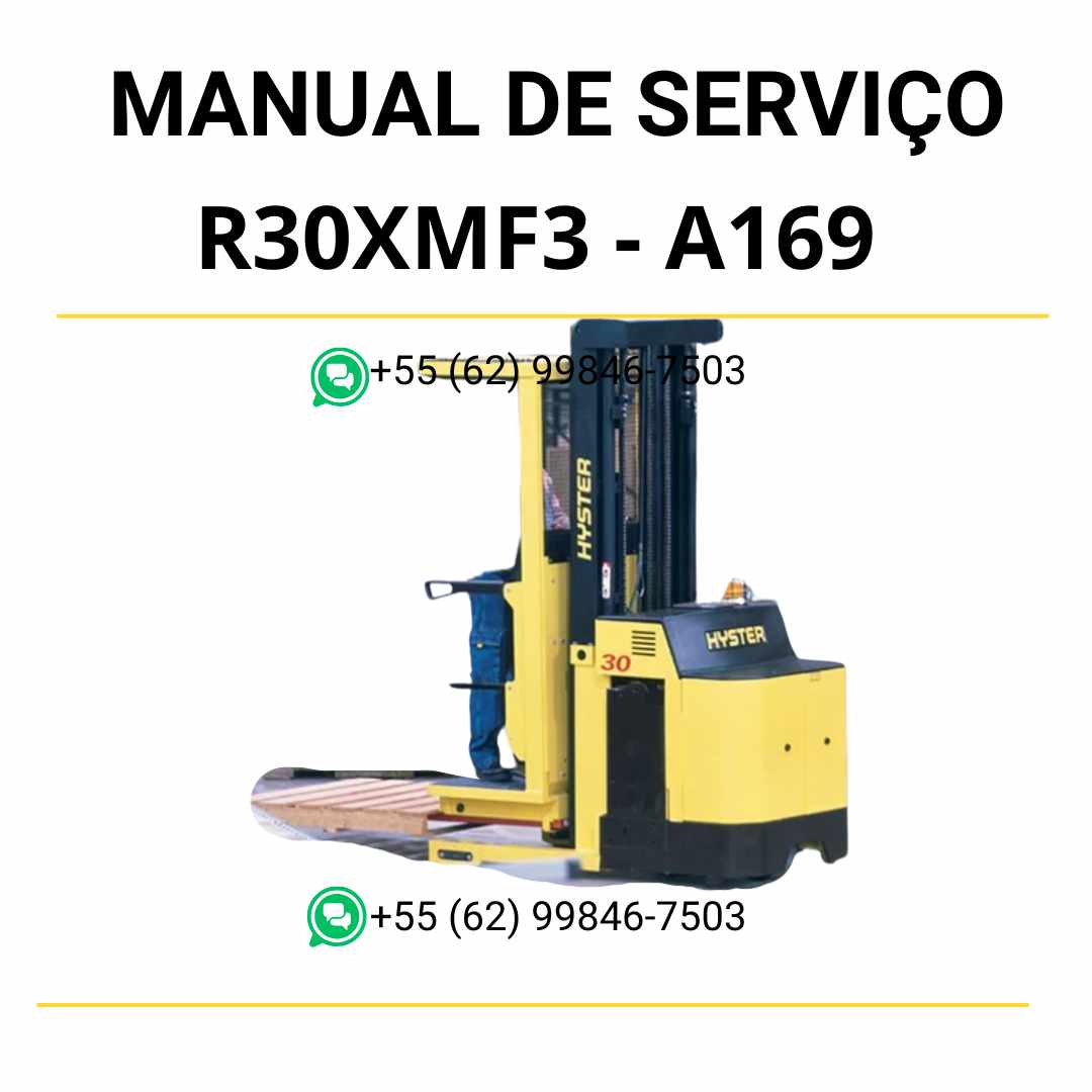 Manual de serviço Hyster R30XMF3 em PDF, com diagramas, instruções de reparo e guia técnico completo para empilhadeira.