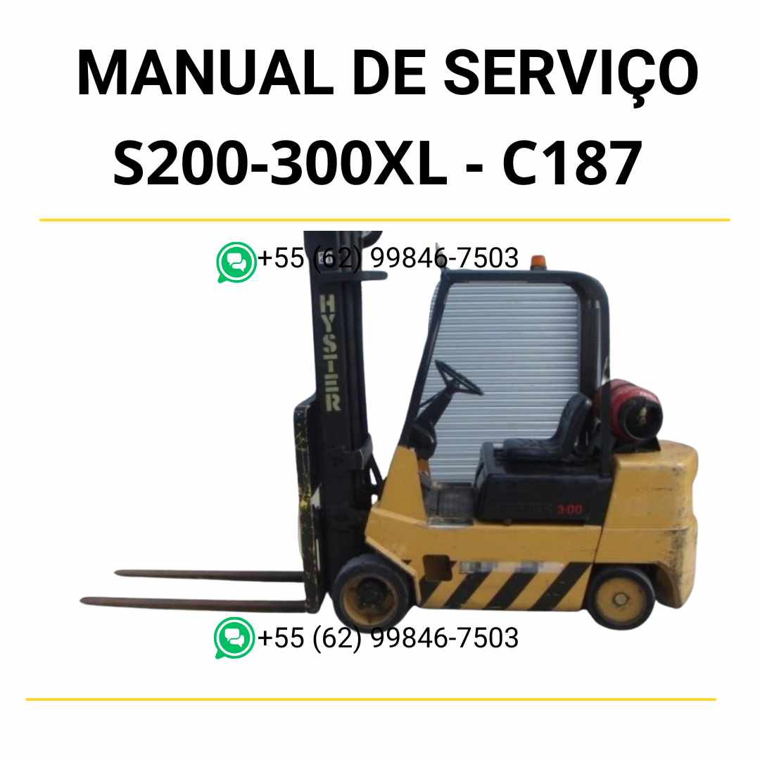 Manual de serviço Hyster S2.00-3.00XL (C187) em PDF — guia técnico completo com ilustrações e procedimentos detalhados de manutenção da empilhadeira.