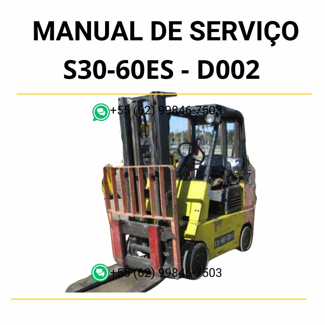 Manual de serviço Hyster S30-60ES (D002) em PDF — guia técnico completo com ilustrações detalhadas e procedimentos de manutenção da empilhadeira.