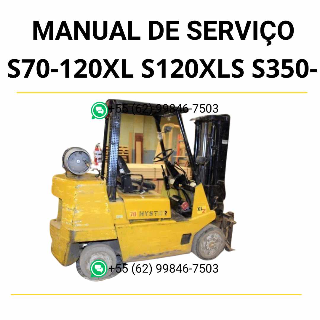 Manual de serviço Hyster S70-120XL, S120XLS e S3.50-5.50XL em PDF — guia técnico completo com ilustrações e instruções detalhadas de manutenção da empilhadeira.