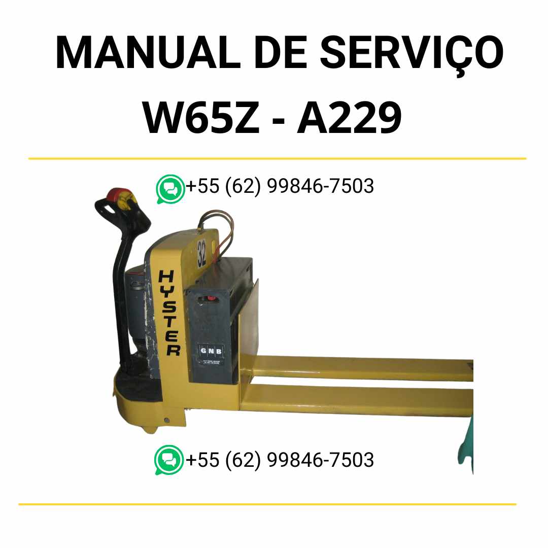 Manual de serviço Hyster W65Z em PDF com diagramas técnicos e orientações detalhadas para manutenção de empilhadeiras industriais.