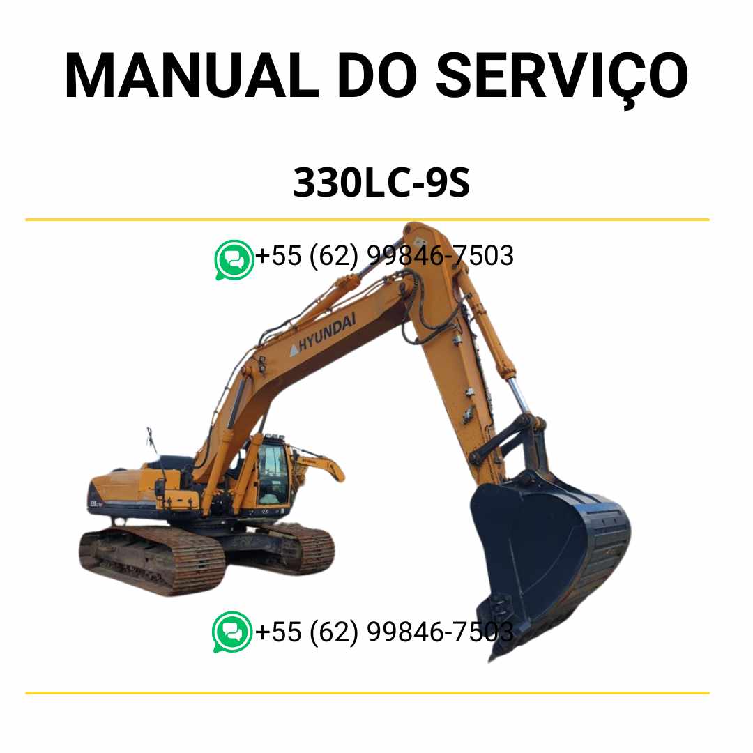 Manual de serviço Hyundai 330LC-9S escavador hidráulico em PDF com guia completo de manutenção, instruções detalhadas e procedimentos técnicos de reparo