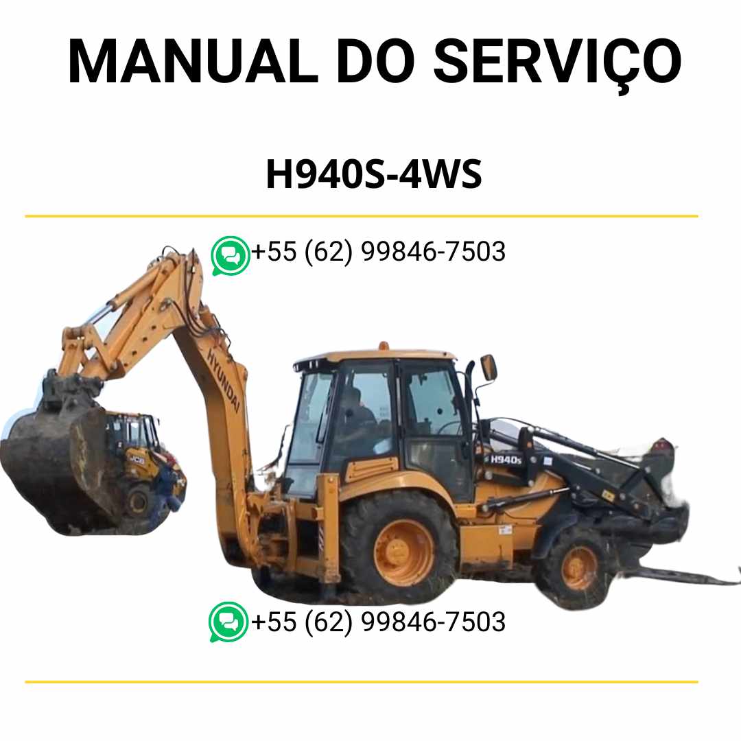 Manual de serviço Hyundai H940S-4WS retroescavadora em PDF, guia detalhado com instruções técnicas e procedimentos completos de manutenção