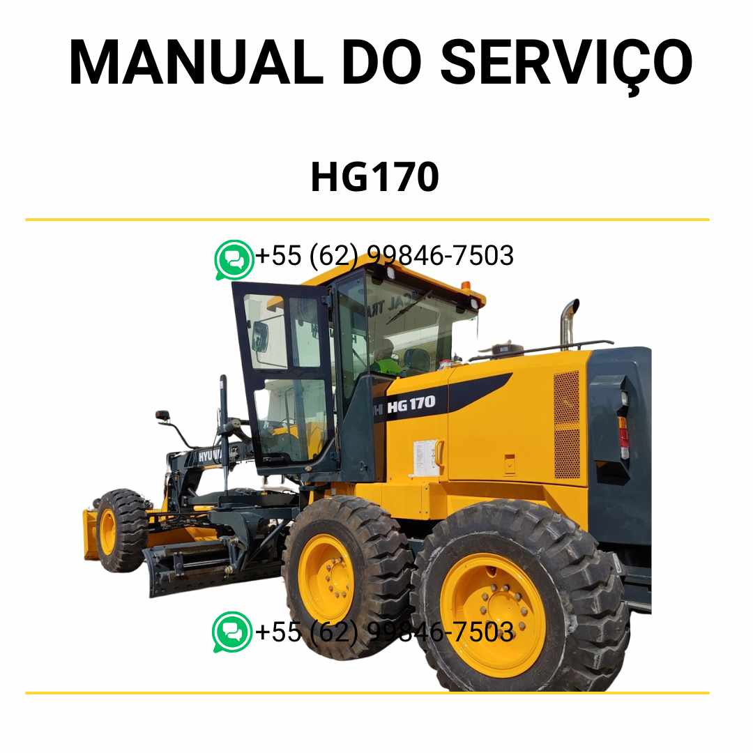 Manual de serviço Hyundai HG170 motoniveladora em PDF, guia completo de manutenção com instruções técnicas e ilustrações detalhadas