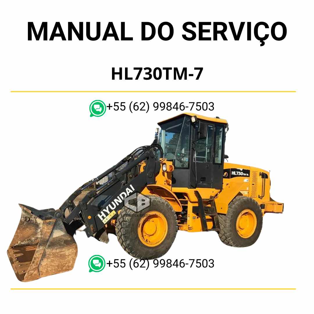 Manual de serviço Hyundai HL730(TM)-7 pá-carregadora em PDF, guia completo de manutenção com instruções técnicas e ilustrações detalhadas