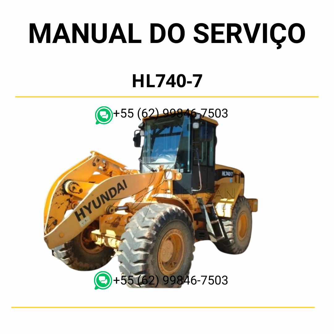 Manual de serviço Hyundai HL740-7 pá carregadeira em PDF, guia completo de manutenção com instruções técnicas e ilustrações detalhadas