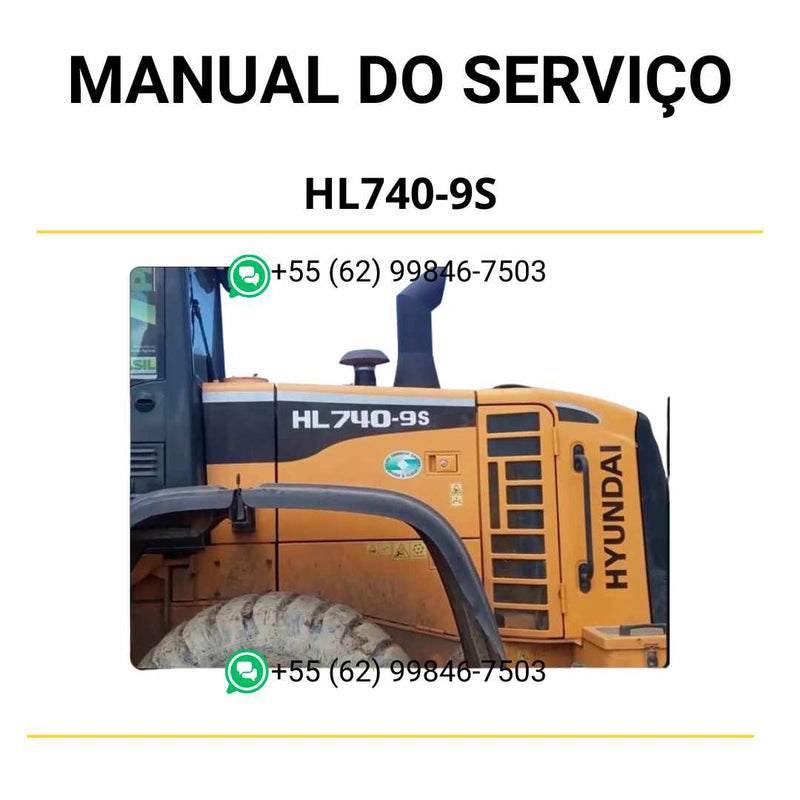 Manual de serviço Hyundai HL740-9S pá carregadeira em PDF, guia completo de manutenção com instruções técnicas e ilustrações detalhadas