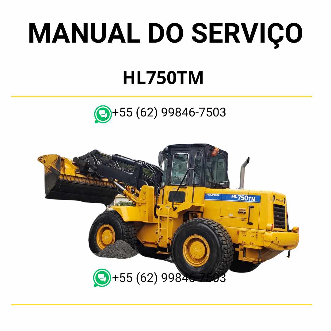 Manual de serviço Hyundai HL750TM pá-carregadora em PDF, guia técnico completo com instruções detalhadas de manutenção e ilustrações práticas