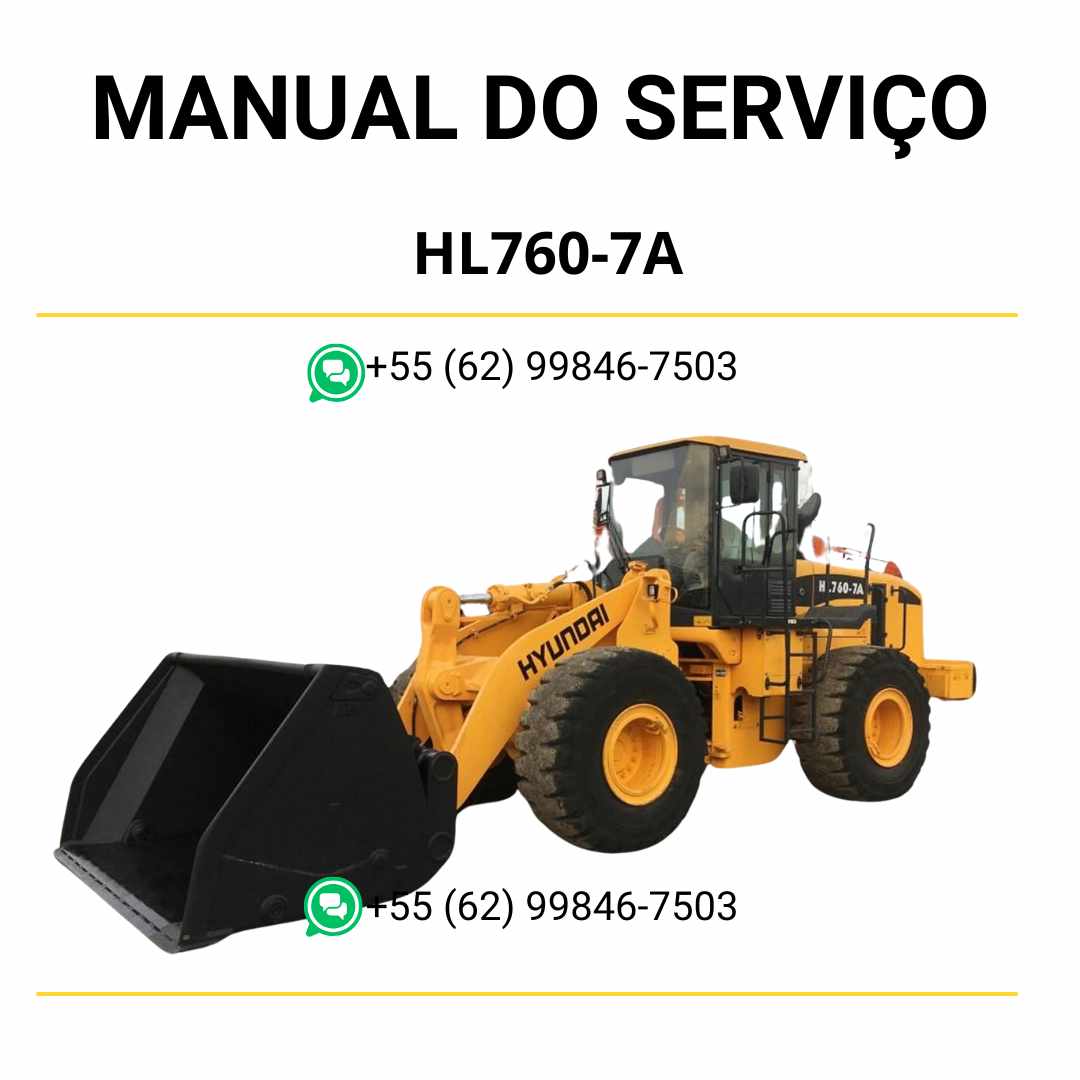 Manual de serviço Hyundai HL760-7A pá-carregadora em PDF, guia completo de manutenção com instruções técnicas e ilustrações detalhadas