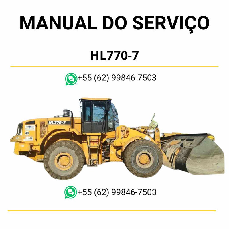 Manual de serviço Hyundai HL770-7 pá carregadeira em PDF, guia completo de manutenção com instruções técnicas e ilustrações detalhadas
