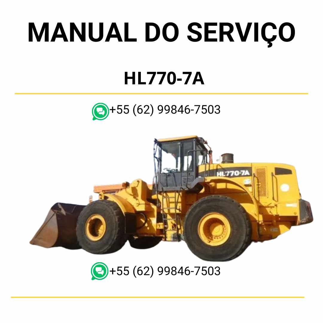 Manual de serviço Hyundai HL770-7A pá carregadeira em PDF, guia detalhado de manutenção com instruções técnicas e ilustrações completas