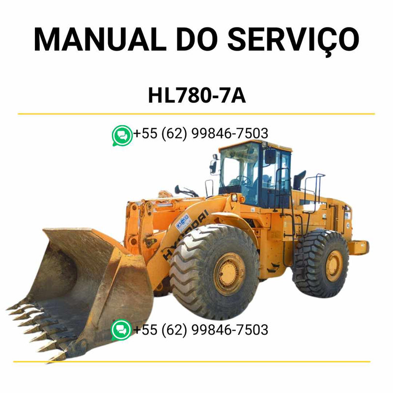 Manual de serviço Hyundai HL780-7A pá carregadeira em PDF, guia completo de manutenção com ilustrações técnicas e procedimentos detalhados