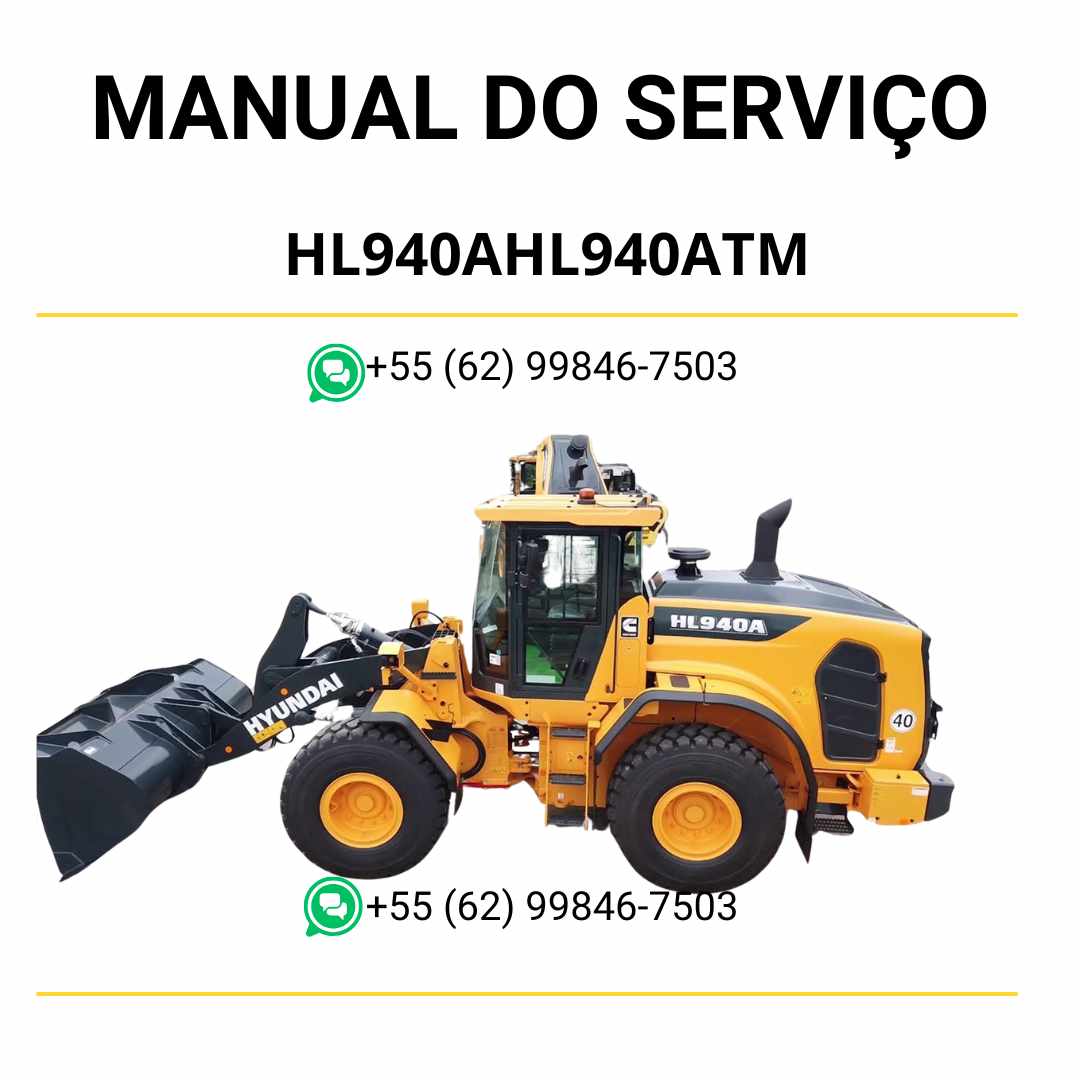 Manual de serviço Hyundai HL940A e HL940ATM pá-carregadora em PDF com guia técnico completo, manutenção preventiva e diagramas ilustrados