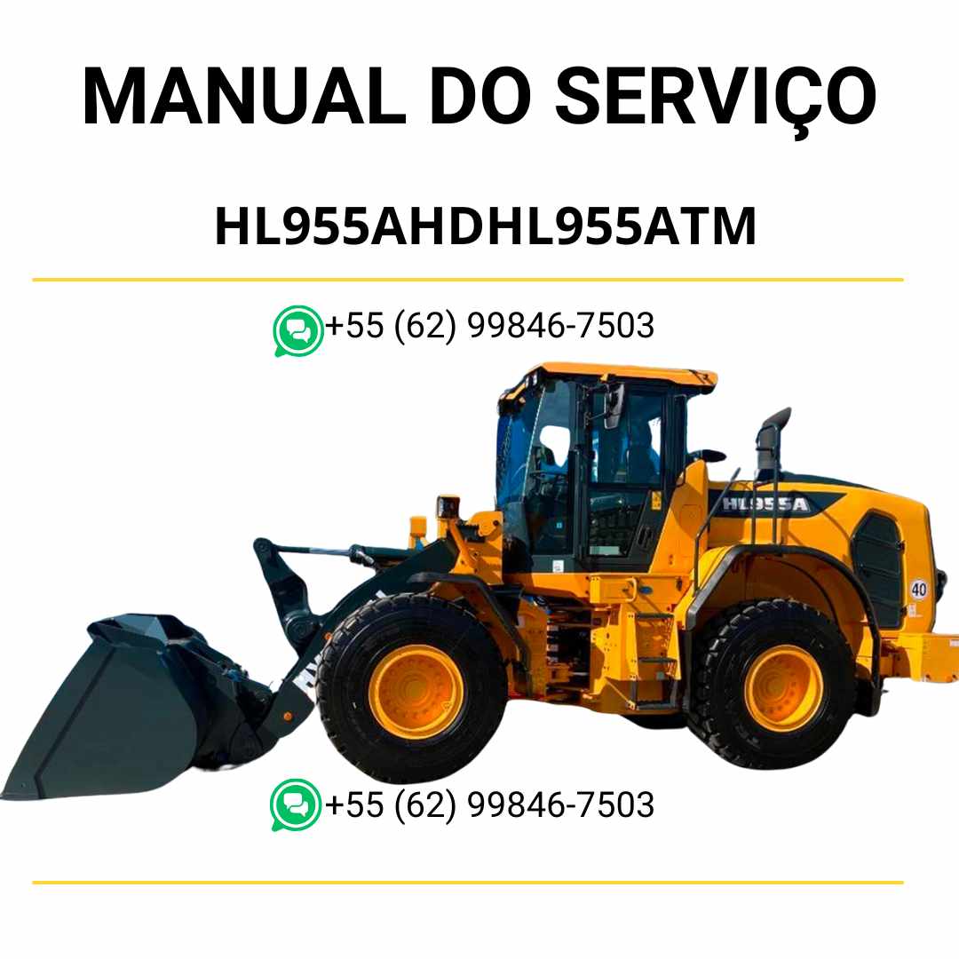 Manual de serviço Hyundai HL955A, HL955HD e HL955ATM pá-carregadora em PDF com instruções técnicas, manutenção e diagramas detalhados