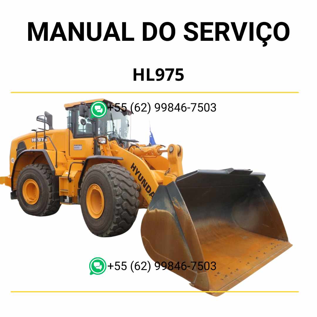 Manual de serviço Hyundai HL975 pá-carregadora em PDF, com instruções técnicas de manutenção, reparos detalhados e diagramas completos