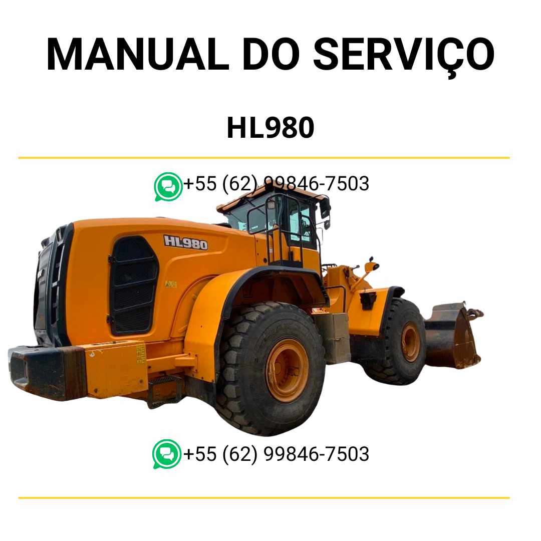 Manual de serviço Hyundai HL980 pá-carregadora em PDF, instruções de manutenção detalhadas, reparos técnicos e diagramas completos