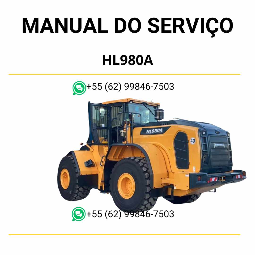 Manual de serviço Hyundai HL980A pá-carregadora em PDF, guia técnico completo com manutenção, reparos e diagramas detalhados