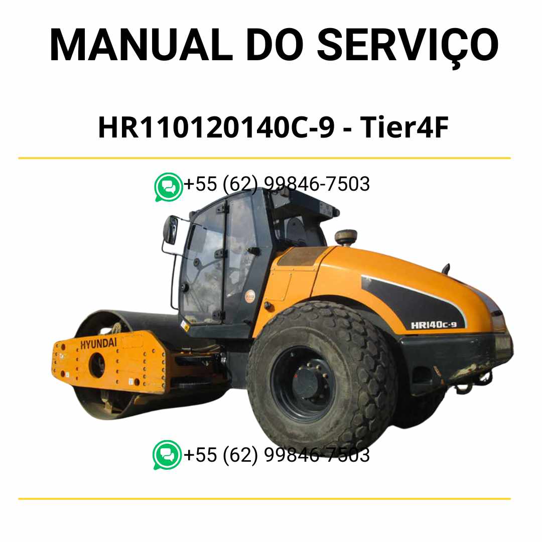 Manual de serviço Hyundai HR110/120/140C-9 Tier4F em PDF, com instruções técnicas completas, manutenção detalhada e diagramas ilustrativos