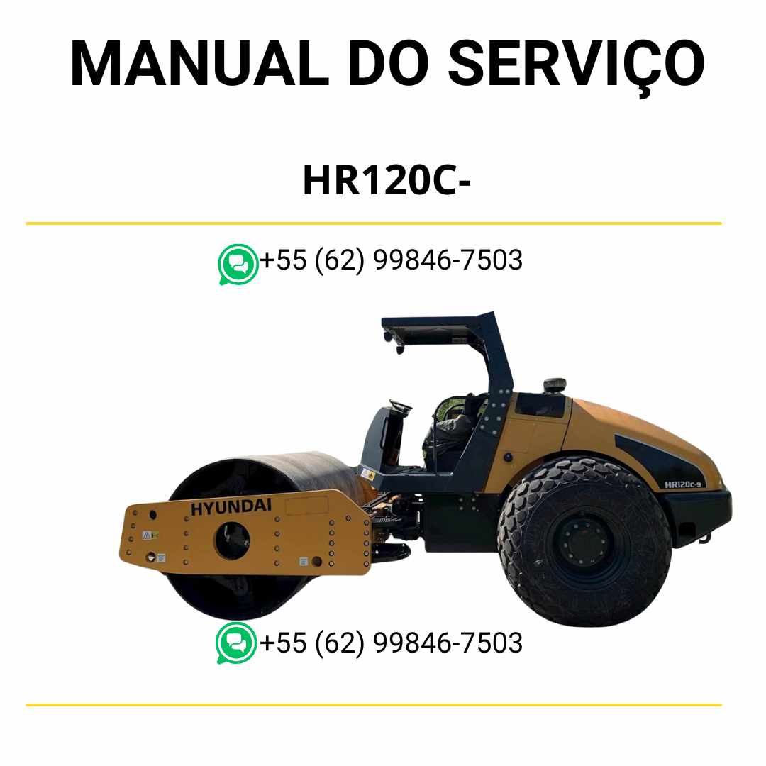 Manual de serviço Hyundai HR120C-9 canopy em PDF para rolo de estrada, com procedimentos técnicos, esquemas e manutenção detalhada