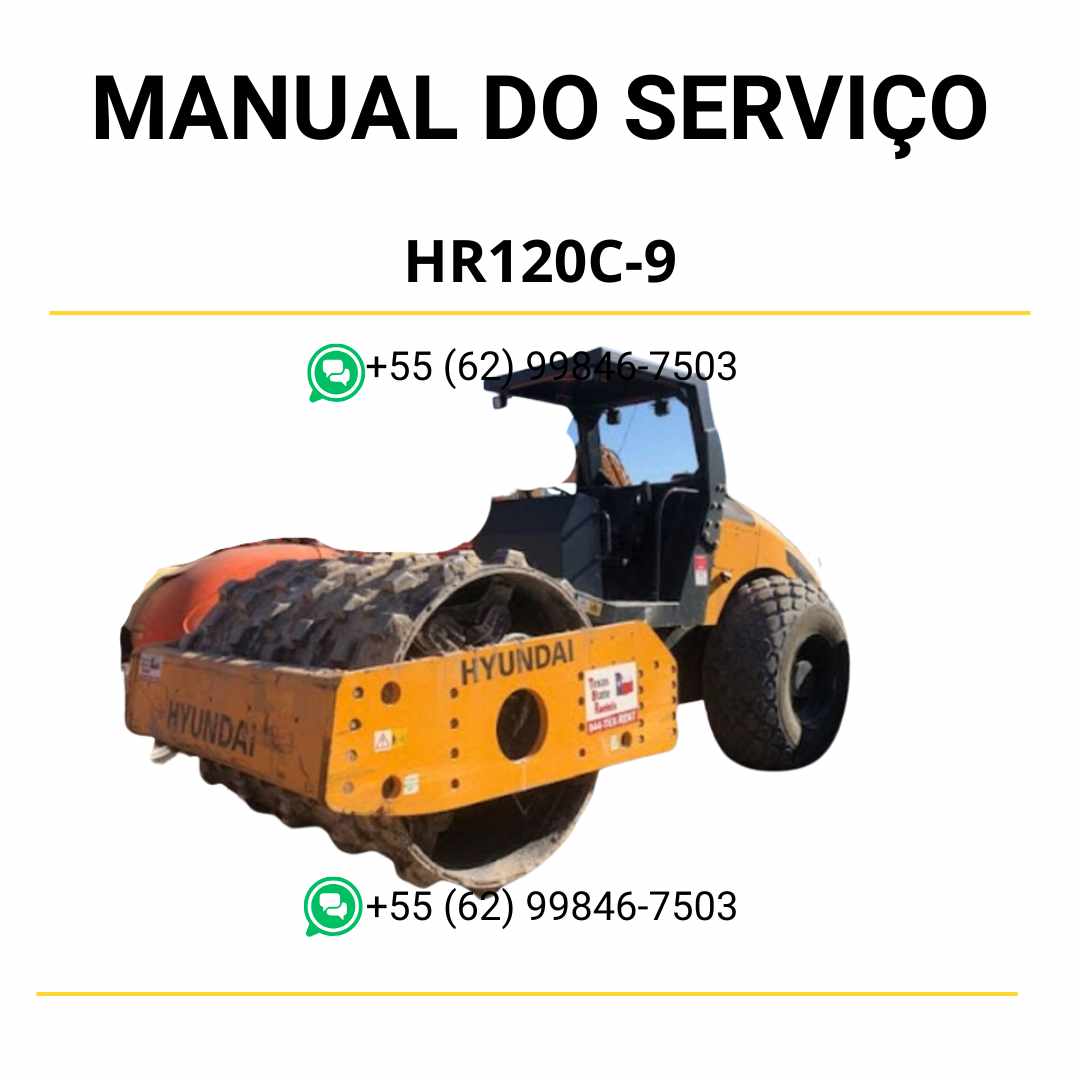 Manual de serviço Hyundai HR120C-9 em PDF para compactador, com instruções detalhadas de manutenção, ajustes técnicos e diagramas ilustrados
