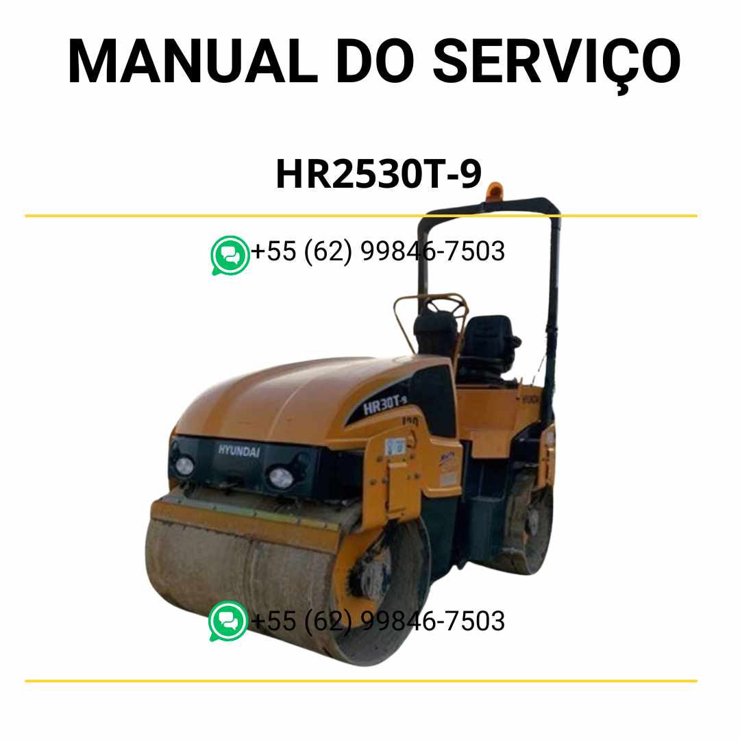Manual de serviço Hyundai HR25/30T-9 em PDF para rolo de estrada, com instruções de manutenção detalhada, diagramas técnicos e procedimentos completos