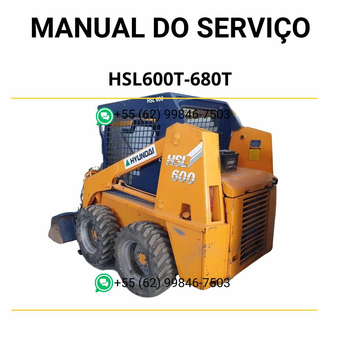 Manual de serviço Hyundai HSL600T e HSL680T em PDF para minicarregadeira, com guia técnico detalhado, diagramas ilustrativos e manutenção completa