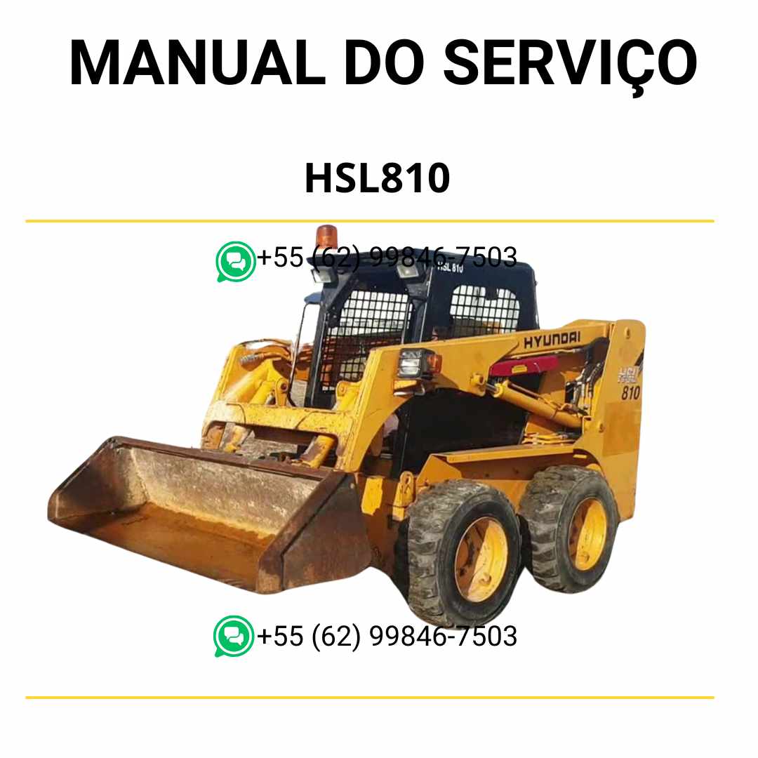 Manual de serviço Hyundai HSL810 em PDF para minicarregadeira, incluindo instruções técnicas, ilustrações e guia completo de manutenção