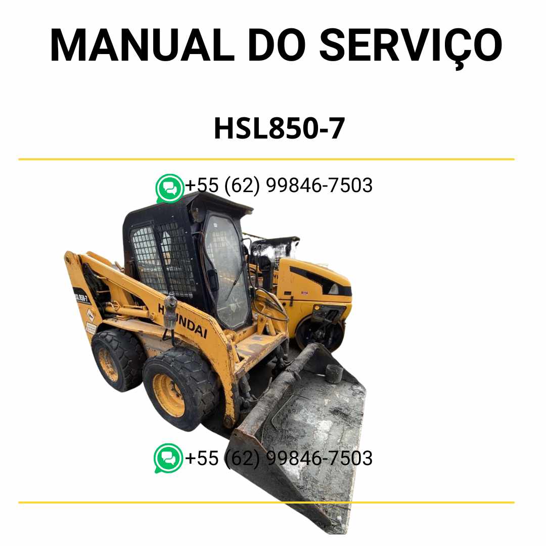 Manual de serviço Hyundai HSL850-7 em PDF para minicarregadeira, guia técnico detalhado com instruções de manutenção e diagramas ilustrativos