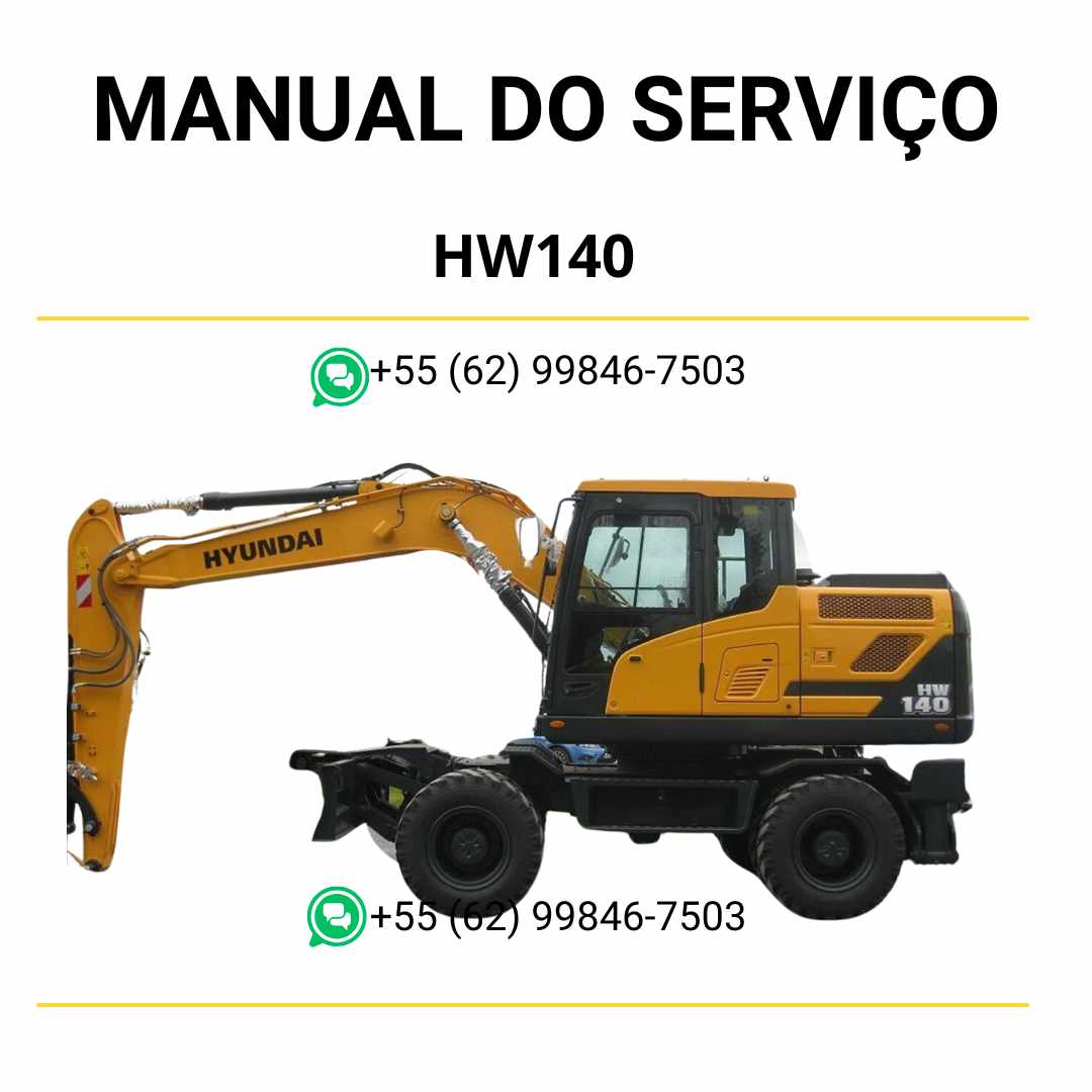 Manual de serviço Hyundai HW140 em PDF para escavador de rodas, guia completo com instruções detalhadas de manutenção e diagramas técnicos