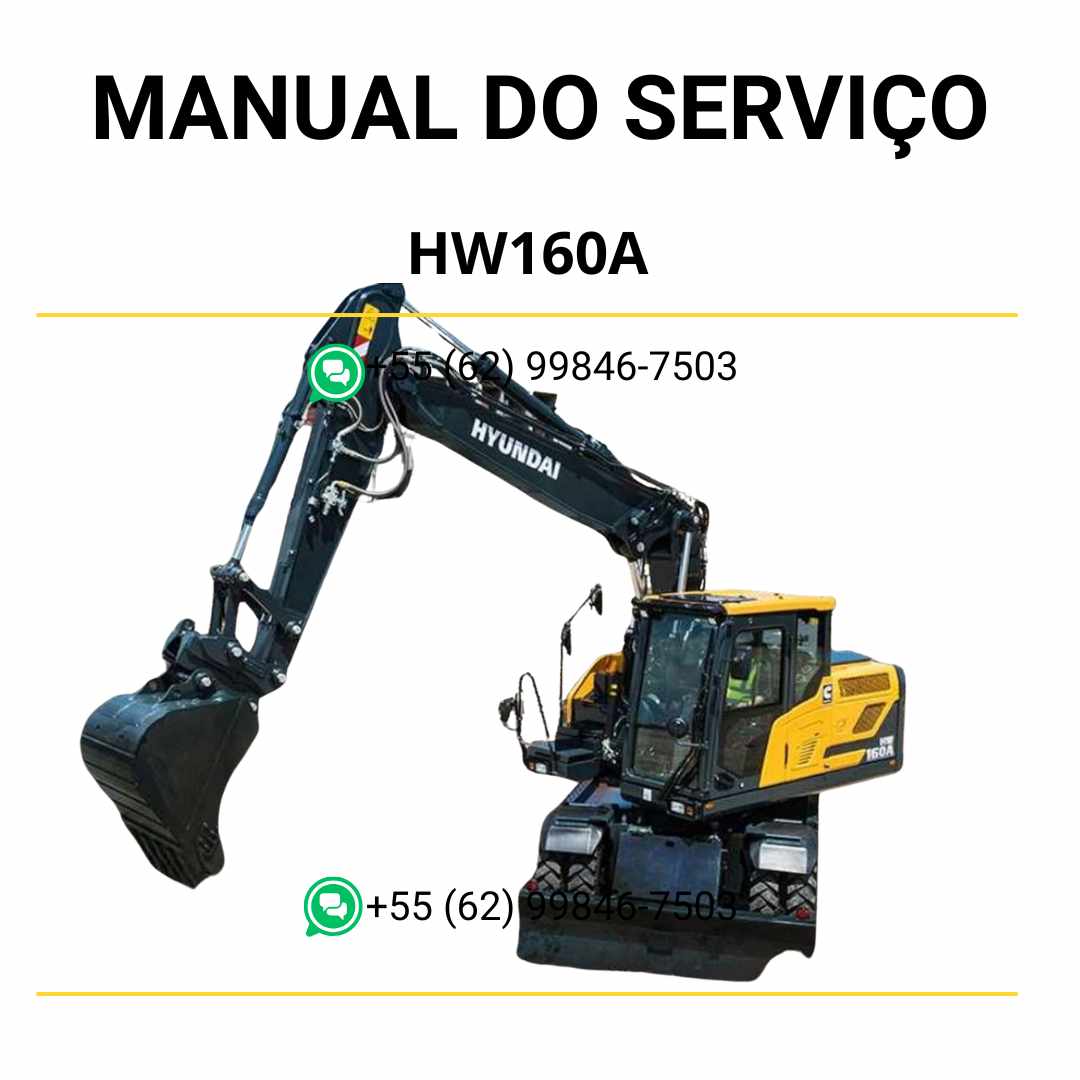 Manual de serviço Hyundai HW160A em PDF para escavador de rodas, guia técnico ilustrado com instruções detalhadas de manutenção e reparos