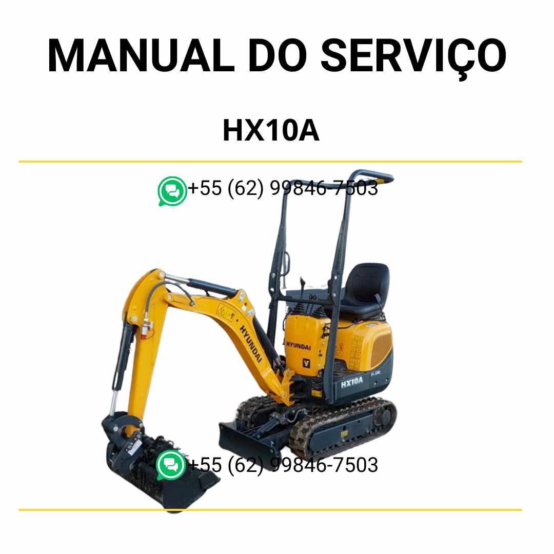 Manual de serviço Hyundai HX10A em PDF para mini escavador, guia ilustrado com instruções de manutenção e diagramas técnicos detalhados