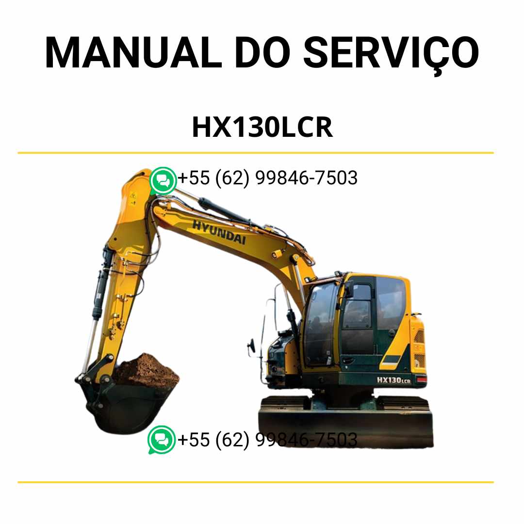 Manual de serviço Hyundai HX130LCR em PDF para escavador hidráulico, guia ilustrado com instruções técnicas detalhadas e diagramas de manutenção