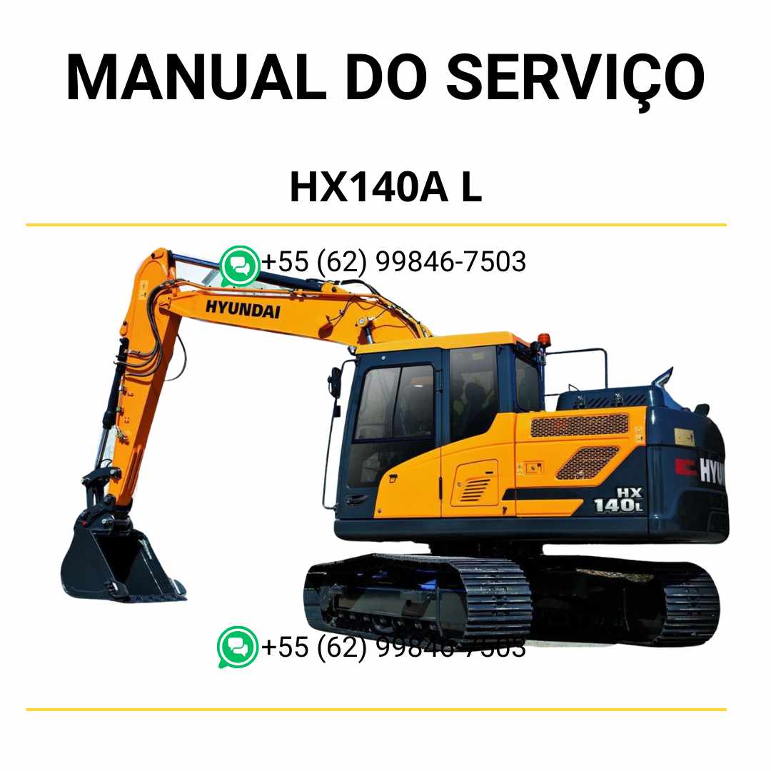 Manual de serviço Hyundai HX140A L em PDF para escavador hidráulico, guia técnico ilustrado com instruções detalhadas de manutenção e reparos