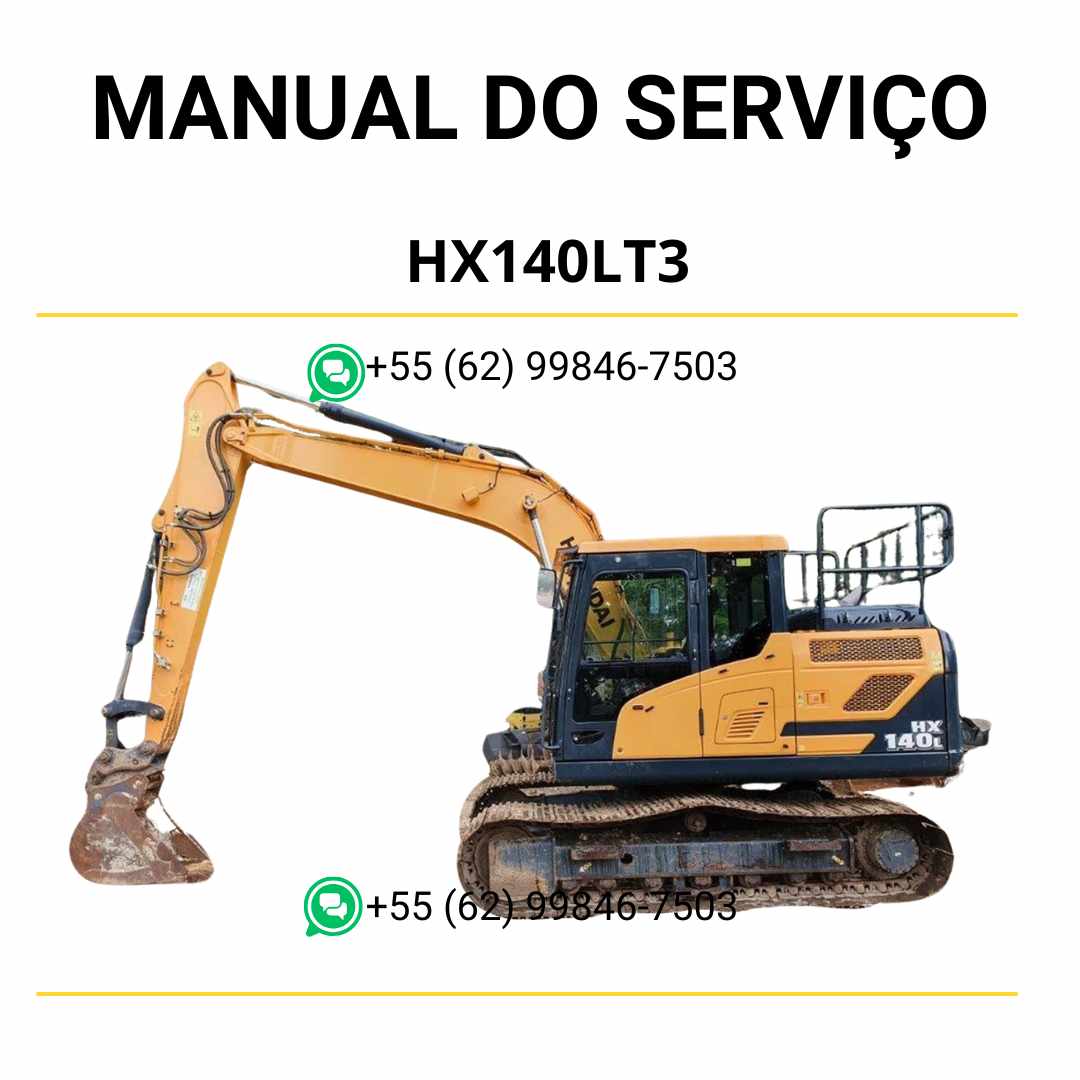 Manual de serviço Hyundai HX140LT3 em PDF para excavador hidráulico, guia técnico completo com diagramas ilustrados e instruções detalhadas de manutenção