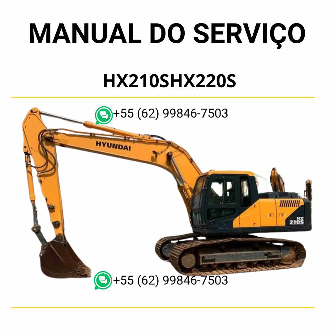 Manual de serviço Hyundai HX210S e HX220S em PDF para excavadores hidráulicos, guia técnico completo com instruções detalhadas de manutenção e diagramas ilustrados