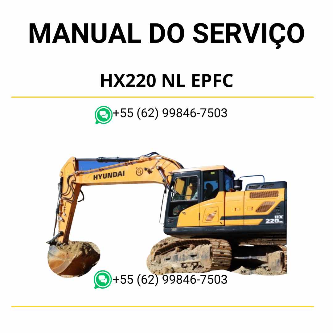 Manual de serviço Hyundai HX220 NL EPFC em PDF para sistema hidráulico, guia técnico detalhado com instruções de manutenção e diagramas completos